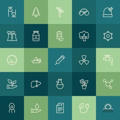 Modern Simple Set of health, science, nature Vector outline Icons. ..Contains such Icons as  medical,  molecule,  equipment, agriculture and more on green background. Fully Editable. Pixel Perfect.