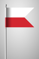 Flag of Poland. National Flag on Flagpole. Isolated Illustration on Gray