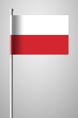 Flag of Poland. National Flag on Flagpole. Isolated Illustration on Gray