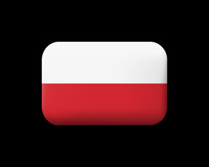 Flag of Poland. Matted Vector Icon and Button. Rectangular Shape