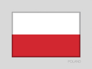 Flag of Poland. National Ensign Aspect Ratio 2 to 3 on Gray