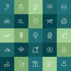 Modern Simple Set of health, science, nature Vector outline Icons. ..Contains such Icons as nurse,  symbol, chemistry,  sound, water,  deaf and more on green background. Fully Editable. Pixel Perfect.