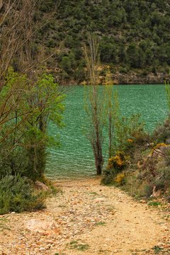 Swamp surrounded by mountains in El Molinar, Casas de Ves, Spain