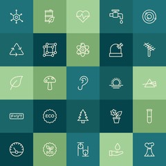 Modern Simple Set of health, science, nature Vector outline Icons. ..Contains such Icons as  beat,  gas,  nature,  home,  chemical,  drop and more on green background. Fully Editable. Pixel Perfect.