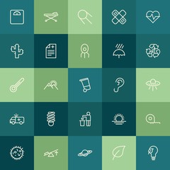 Modern Simple Set of health, science, nature Vector outline Icons. ..Contains such Icons as  universe,  cosmos,  flower,  isolated, green and more on green background. Fully Editable. Pixel Perfect.