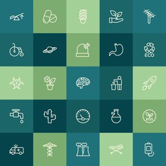 Modern Simple Set of health, science, nature Vector outline Icons. ..Contains such Icons as  vitamin, room, power,  health,  medicine,  eco and more on green background. Fully Editable. Pixel Perfect.
