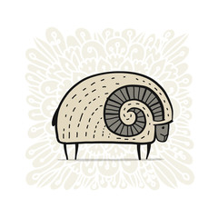 Fototapeta premium Cute ram, simple sketch for your design