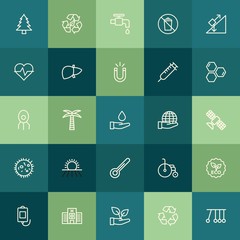 Modern Simple Set of health, science, nature Vector outline Icons. ..Contains such Icons as sign,  inclined,  disability,  pine, water,  do and more on green background. Fully Editable. Pixel Perfect.