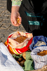 Traditional market with corn and beans