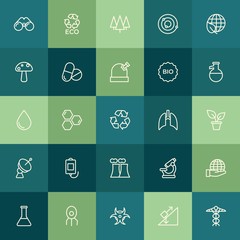 Modern Simple Set of health, science, nature Vector outline Icons. ..Contains such Icons as science,  chemistry,  science,  recycle,  sign and more on green background. Fully Editable. Pixel Perfect.