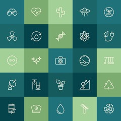 Modern Simple Set of health, science, nature Vector outline Icons. ..Contains such Icons as  barrel,  sky, nurse,  natural,  symbol,  wet and more on green background. Fully Editable. Pixel Perfect.