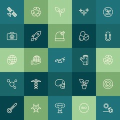 Modern Simple Set of health, science, nature Vector outline Icons. ..Contains such Icons as  eco,  dry,  leaf,  icon,  smoke,  home, plant and more on green background. Fully Editable. Pixel Perfect.