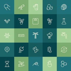 Modern Simple Set of health, science, nature Vector outline Icons. ..Contains such Icons as  health,  molecule, wood, formula,  background and more on green background. Fully Editable. Pixel Perfect.