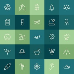 Modern Simple Set of health, science, nature Vector outline Icons. ..Contains such Icons as  room,  antenna,  design,  medical, recycle and more on green background. Fully Editable. Pixel Perfect.