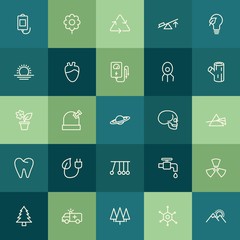 Modern Simple Set of health, science, nature Vector outline Icons. ..Contains such Icons as  hazard,  emergency,  nature,  science,  waste and more on green background. Fully Editable. Pixel Perfect.