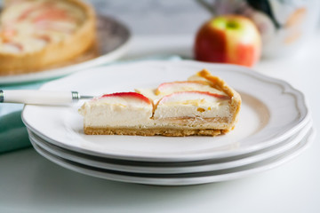 Apple tart wedge on a table.