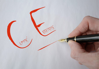 comité d'entreprise manuscrit rouge