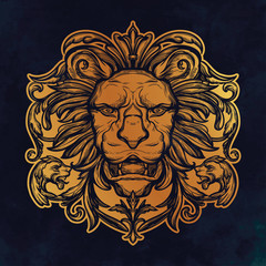 Head of Lion. Isolated vector illustration.