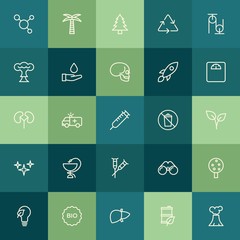 Modern Simple Set of health, science, nature Vector outline Icons. ..Contains such Icons as tree,  volcano,  symbol,  icon,  environment and more on green background. Fully Editable. Pixel Perfect.