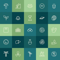 Modern Simple Set of health, science, nature Vector outline Icons. ..Contains such Icons as hospital,  inclined, laboratory,  sign,  leaf and more on green background. Fully Editable. Pixel Perfect.