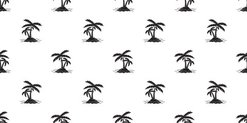 palm tree Seamless Pattern Coconut tree island vector isolated sea ocean summer beach tropical wallpaper background