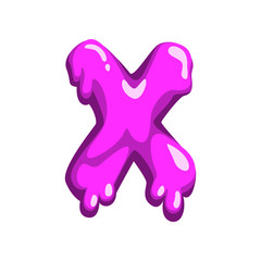 X letter of sweet fruit jelly, glossy, edible liquid font vector Illustration isolated on a white background