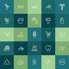 Modern Simple Set of health, science, nature Vector outline Icons. ..Contains such Icons as  prescription,  green,  health,  medical,  save and more on green background. Fully Editable. Pixel Perfect.