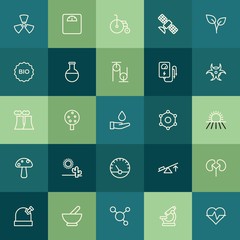 Modern Simple Set of health, science, nature Vector outline Icons. ..Contains such Icons as weight,  space,  night,  health,  green,  sign and more on green background. Fully Editable. Pixel Perfect.