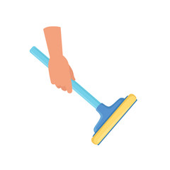 Hand holding window cleaning tool, housework concept vector Illustration on a white background