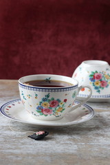 A cup of tea with tea bag
