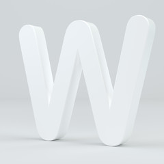 White letter W on studio light background. 3d rendering.