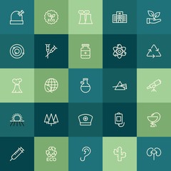 Modern Simple Set of health, science, nature Vector outline Icons. ..Contains such Icons as  isolated,  health,  space,  nuclear, ecology and more on green background. Fully Editable. Pixel Perfect.