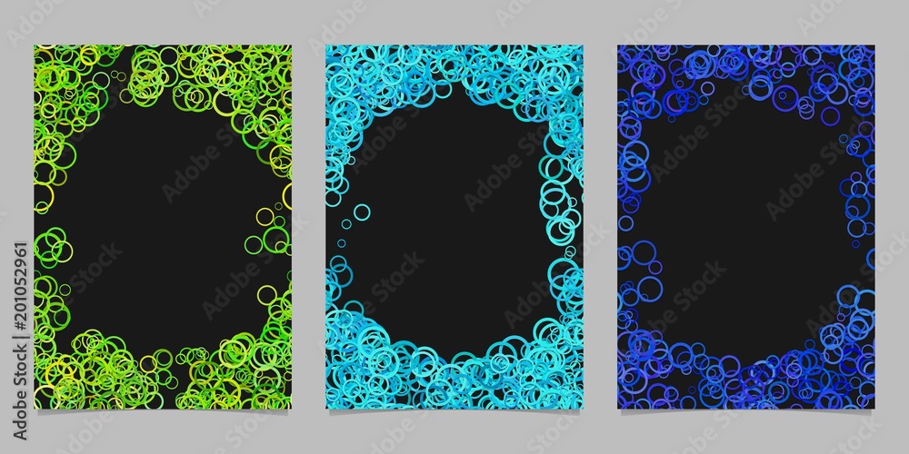 Poster random circle background round brochure border design set - vector graphics