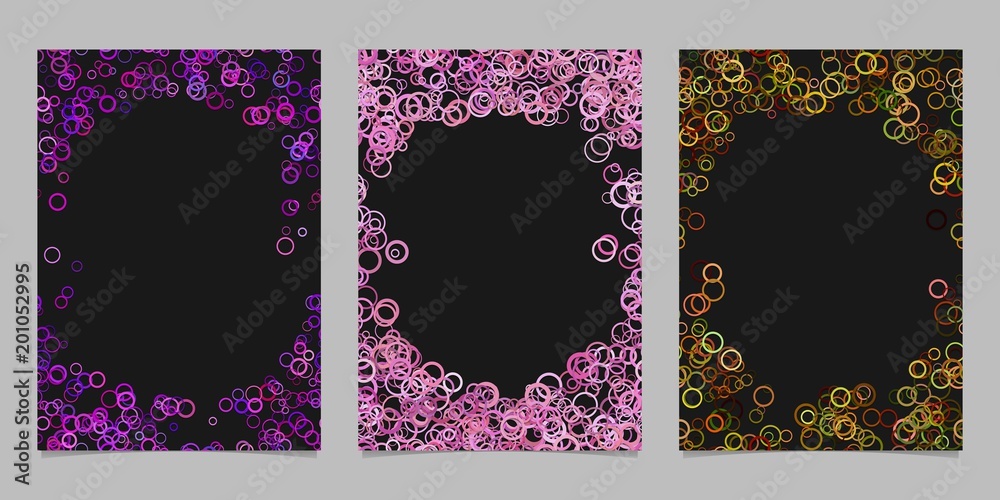 Poster random circle background round brochure border design set - vector graphics