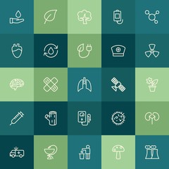 Modern Simple Set of health, science, nature Vector outline Icons. ..Contains such Icons as  concept,  tree,  nature,  symbol,  nuclear and more on green background. Fully Editable. Pixel Perfect.