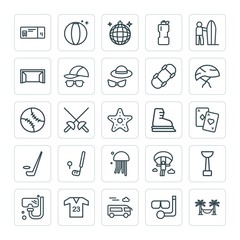 Modern Simple Set of sports, travel Vector outline Icons. ..Contains such Icons as  t-shirt,  equipment,  knight,  transportation,  extreme and more on white background. Fully Editable. Pixel Perfect