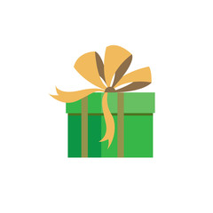 Green gift box, isolated on white background, vector illustration