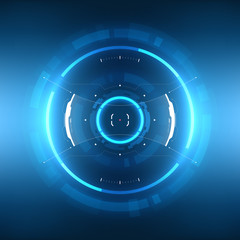 Futuristic Sci-Fi HUD Circle Element. Abstract Creative Design Background. Virtual Reality Hologram