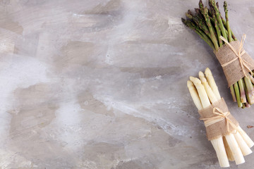 Bunch of fresh white asparagus and green asparagus