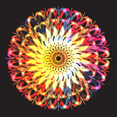Ethnic floral colorful tribal circle mandala. Abstract geometry circle.