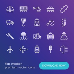Modern Simple Set of transports, industry Vector outline Icons. ..Contains such Icons as  cab,  shine,  yellow,  green, traffic, light and more on gradient background. Fully Editable. Pixel Perfect.