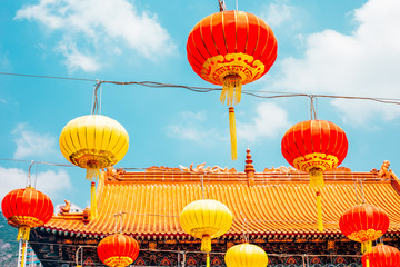 Lanterns at Wong Tai Sin Temple in Hong kong