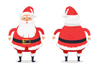 Different Sides of Santa Claus on White Background