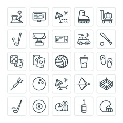 Modern Simple Set of sports, travel Vector outline Icons. ..Contains such Icons as  snooker,  sexy,  hockey,  pool,  beach, umbrella,  sport and more on white background. Fully Editable. Pixel Perfect