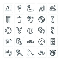 Modern Simple Set of sports, travel Vector outline Icons. ..Contains such Icons as  athlete, sweet,  snorkel,  arena,  body,  disco,  cycle and more on white background. Fully Editable. Pixel Perfect