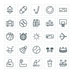 Modern Simple Set of sports, travel Vector outline Icons. ..Contains such Icons as relax,  disco,  measurement, skateboarding,  cola,  water and more on white background. Fully Editable. Pixel Perfect