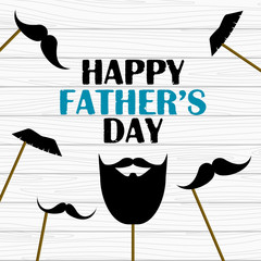 Happy father's day. Vector greeting card with fake mustaches photo props © Artulina