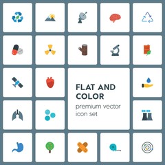 Modern Simple Set of health, science, nature Vector flat Icons. ..Contains such Icons as  dish,  energy,  organic,  system,  technology, tree and more on grey background. Fully Editable. Pixel Perfect