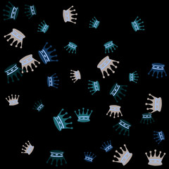 Elegant vector background with colored crowns. Simple gentle template for the card, invitation, printing. Fashionable decoration with beautiful crowns.