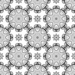 Abstract black and white seamless pattern. Hand drawn vector illustration